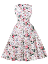 Load image into Gallery viewer, Sweet Rose Printed Cotton 1950s Vintage Swing Dress