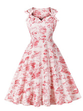 Load image into Gallery viewer, Sweet Rose Printed Cotton 1950s Vintage Swing Dress