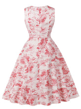 Load image into Gallery viewer, Sweet Rose Printed Cotton 1950s Vintage Swing Dress