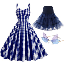 Load image into Gallery viewer, Pink And White Plaid Strap Classis Style Barbie Same Style 1950S Vintage Dress Set