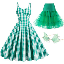 Load image into Gallery viewer, Pink And White Plaid Strap Classis Style Barbie Same Style 1950S Vintage Dress Set