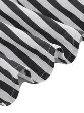 Load image into Gallery viewer, BowKnot Collar Beetlejuice Costume 1950S Short Sleeve Dress With Black and White Vertical Stripe