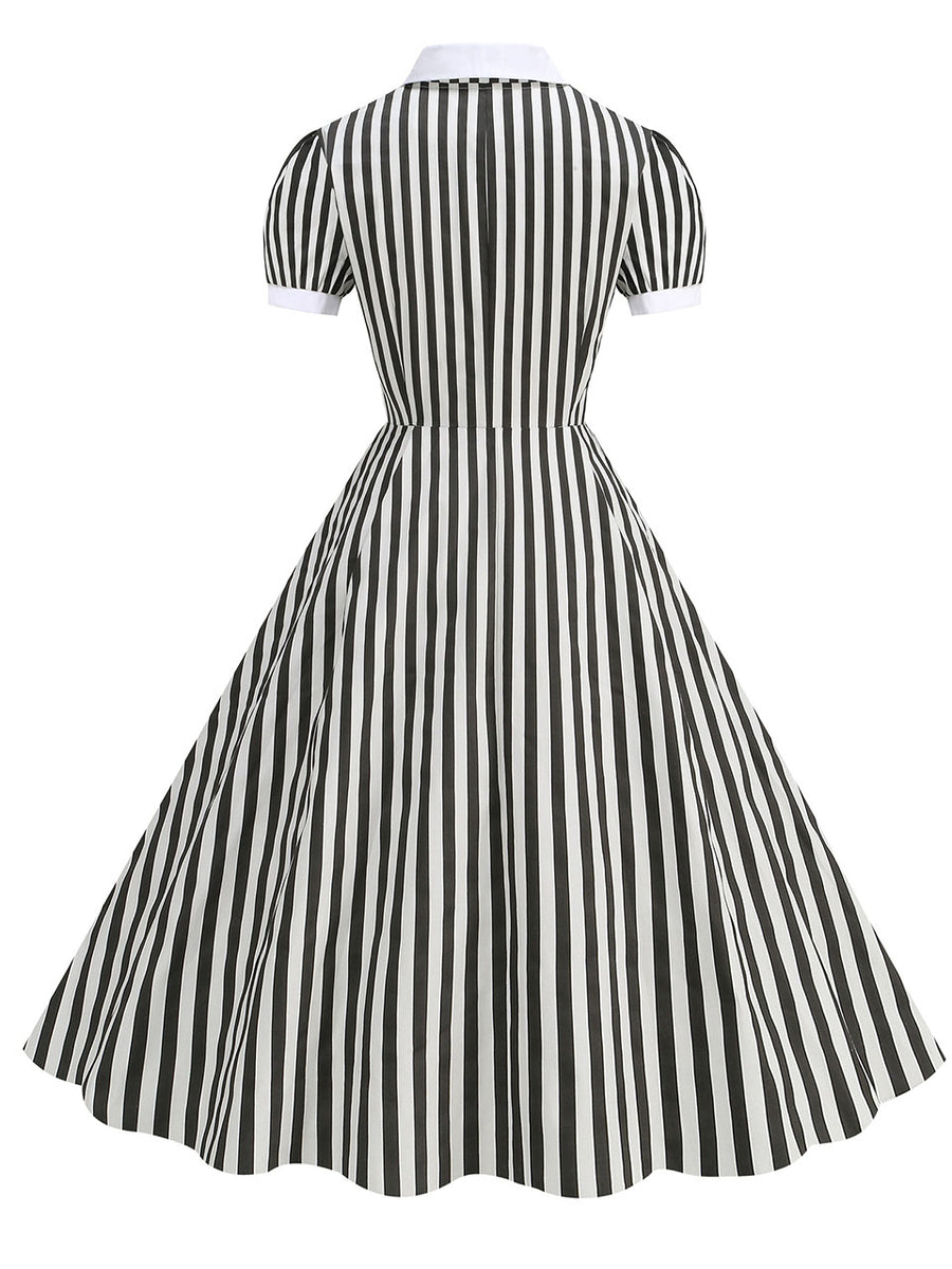 BowKnot Collar Vintage 1950S Dress Swing Party Dress With Pockets