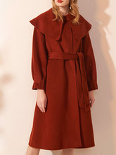 Load image into Gallery viewer, Christmas Red Women's Winter Coat Long Sleeve PeterPan Collar