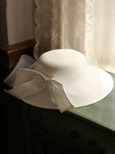 Load image into Gallery viewer, White Big Bow Wedding Hat With Tulle Vintage Hat