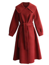 Load image into Gallery viewer, Christmas Red Women's Winter Coat Long Sleeve PeterPan Collar