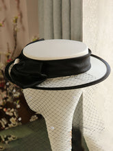 Load image into Gallery viewer, White And Black Big Bow  Audrey Hepburn Same Style 1950S Hat