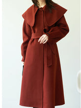 Load image into Gallery viewer, Christmas Red Women's Winter Coat Long Sleeve PeterPan Collar
