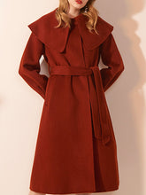 Load image into Gallery viewer, Christmas Red Women's Winter Coat Long Sleeve PeterPan Collar