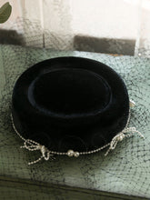 Load image into Gallery viewer, Black 1950S Pillbox Pearl Hat With Tulle