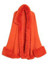 Load image into Gallery viewer, Women Poncho Sweater Faux Fur Coat Shawl Collar
