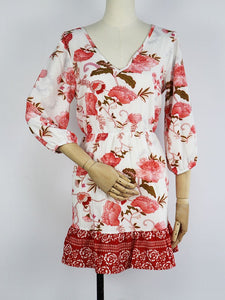 Women's Boho Dress Floral Printed V Neck Beach Dress Half Sleeve