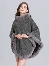 Load image into Gallery viewer, Women Woolen Poncho Faux Fur Shawl Collar Oversized Winter Coat