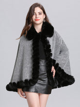 Load image into Gallery viewer, Poncho Knitwear Women Oversized Sweater Faux Fur Coat Shawl Collar Sweaters
