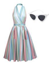 Load image into Gallery viewer, The Marvelous Mrs.Maisel Costume Dress Stripe Vintage Dress Set With Sunglasses