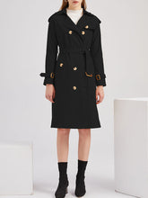 Load image into Gallery viewer, Women's Trench Coat Going out Fall Winter Turndown Collar Button Waisted Solid Color Long Coat