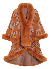 Load image into Gallery viewer, Women Poncho Wrap Faux Fur Collar Double Layer