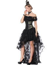 Load image into Gallery viewer, Gothic Costume Halloween Women  Lace  Top Corset And Asymmetrical Skirt