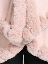 Load image into Gallery viewer, Faux Fur Coat Women Plaid Poncho Long Sleeve Batwing Oversized Cape Coat