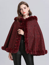 Load image into Gallery viewer, Hooded Winter Coat Faux Fur Long Sleeve Open Front Luxurious Cape Coat For Women