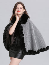 Load image into Gallery viewer, Poncho Knitwear Women Oversized Sweater Faux Fur Coat Shawl Collar Sweaters
