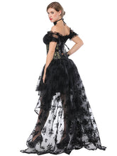 Load image into Gallery viewer, Gothic Costume Halloween Women  Lace  Top Corset And Asymmetrical Skirt