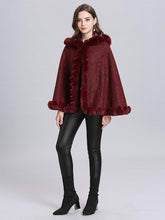 Load image into Gallery viewer, Hooded Winter Coat Faux Fur Long Sleeve Open Front Luxurious Cape Coat For Women