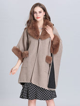 Load image into Gallery viewer, Poncho Knitwear Women Faux Fur Coat Shawl Collar Sweaters