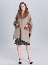 Load image into Gallery viewer, Poncho Knitwear Women Faux Fur Coat Shawl Collar Sweaters