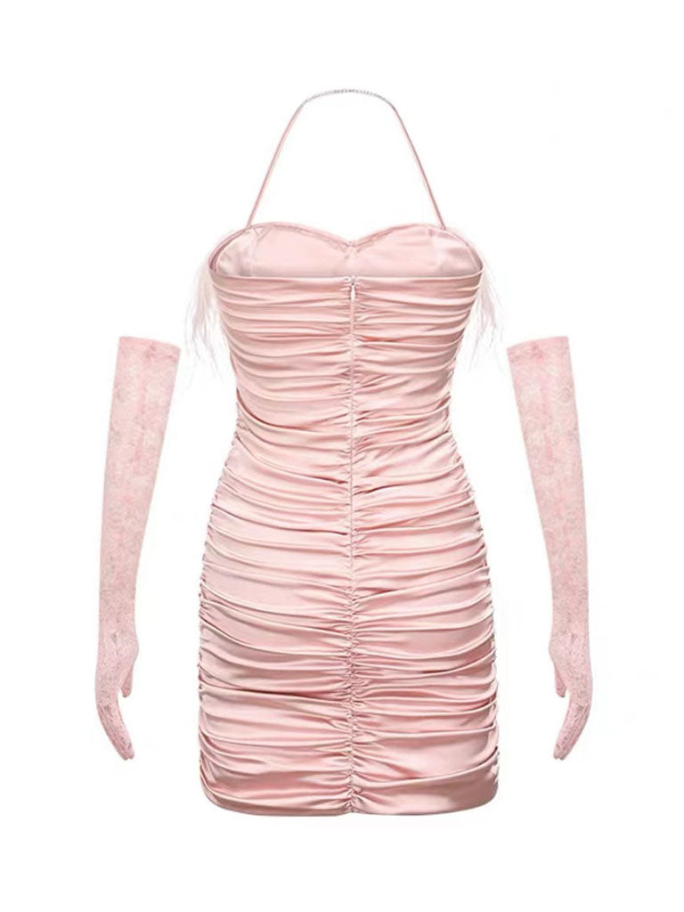dolce and gabbana pink feather dress Dolce&Gabbana Sequined V-neck feather-trimmed gown Dolce & Gabbana