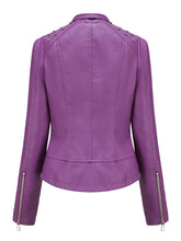 Load image into Gallery viewer, Rivet Long Sleeve PU Leather Motorcycle Jacket