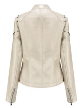 Load image into Gallery viewer, Rivet Long Sleeve PU Leather Motorcycle Jacket With Irregular Hem