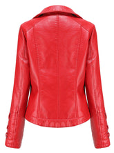 Load image into Gallery viewer, Black Weave Long Sleeve PU Leather Motorcycle Jacket