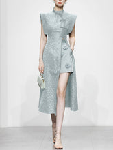 Load image into Gallery viewer, 2PS Sweet Heart Stand Collar Dress And Flower Shorts Dress Set