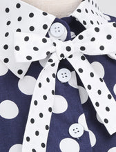 Load image into Gallery viewer, Navy Polka Dots Bowknot Swing Vintage 1950S Dress