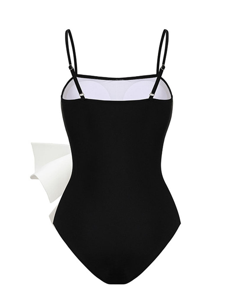Black Retro Strap One Piece With Big Bowknot Swimsuit Jolly Vintage