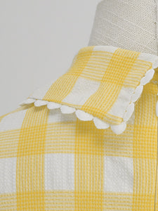 Sweet Plaid Peter Pan Collar 1950S Dress With Pockets