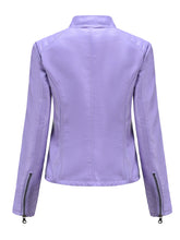 Load image into Gallery viewer, Stand Collar Long Sleeve PU Leather Motorcycle Jacket