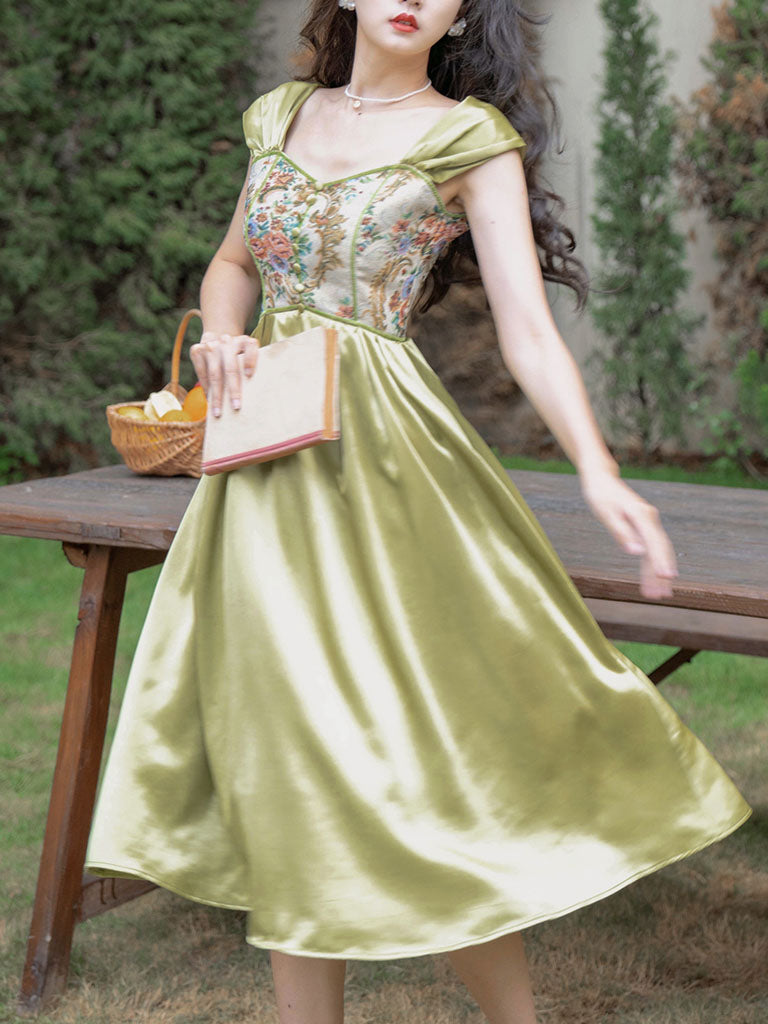 Green Rose Floral Off Shoulder 1950S Vintage Dress Jolly Vintage Green Rose Floral Off Shoulder 1950S Vintage Dress Jolly Vintage
