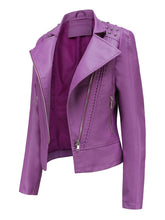 Load image into Gallery viewer, Rivet Long Sleeve PU Leather Motorcycle Jacket
