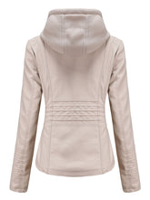 Load image into Gallery viewer, Winter‘s Coat Long Sleeve PU Leather With faux fur lined Warm Hooded Jacket For Women