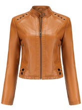 Load image into Gallery viewer, Cool Girl Coat Long Sleeve PU Leather Motorcycle Jacket