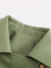 Load image into Gallery viewer, Turn Down Collar Long Sleeve PU Leather Motorcycle Jacket