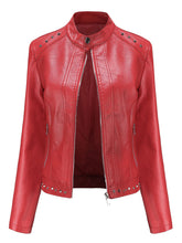 Load image into Gallery viewer, Rivet Long Sleeve PU Leather Motorcycle Jacket