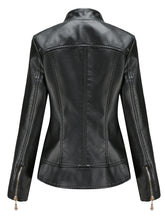 Load image into Gallery viewer, Light Green Long Sleeve PU Leather Motorcycle Jacket