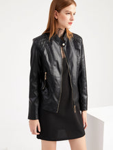 Load image into Gallery viewer, Soft Coat Long Sleeve PU Leather Motorcycle Jacket For Women