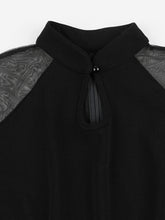 Load image into Gallery viewer, Wine Red Stand Collar Semi-Sheer Trumpet Sleeve 1950S Vintage Dress