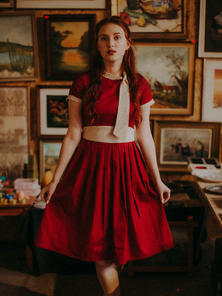 BowKnot Collar Vintage 1950S Dress Swing Party Dress With Pockets – Jolly Vintage