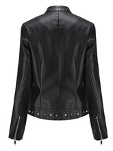 Load image into Gallery viewer, Rivet Long Sleeve PU Leather Motorcycle Jacket