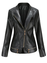 Load image into Gallery viewer, Light Green Long Sleeve PU Leather Motorcycle Jacket